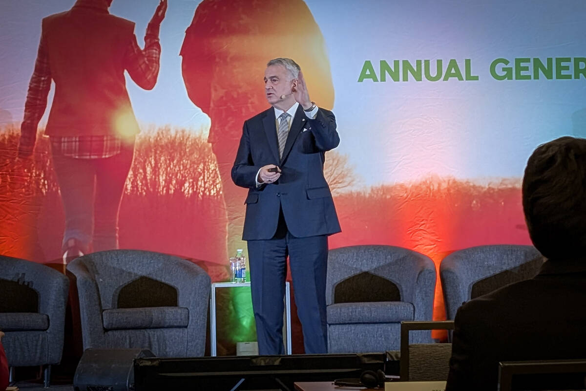 Nik Nanos, founder and chief data scientist for Nanos Research speaks at the Canadian Federation of Agriculture (CFA) annual general meeting about changing political attitudes in Canada caused by external trade threats and leadership changes.
