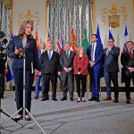 Alberta premier Danielle Smith speaks during a news conference after Canadian premiers met with American officials in Washington, D.C., earlier in the month.