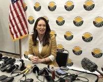 U.S. agriculture secretary Brooke Rollins speaks with reporters at the Commodity Classic farm show in Denver March 2.
