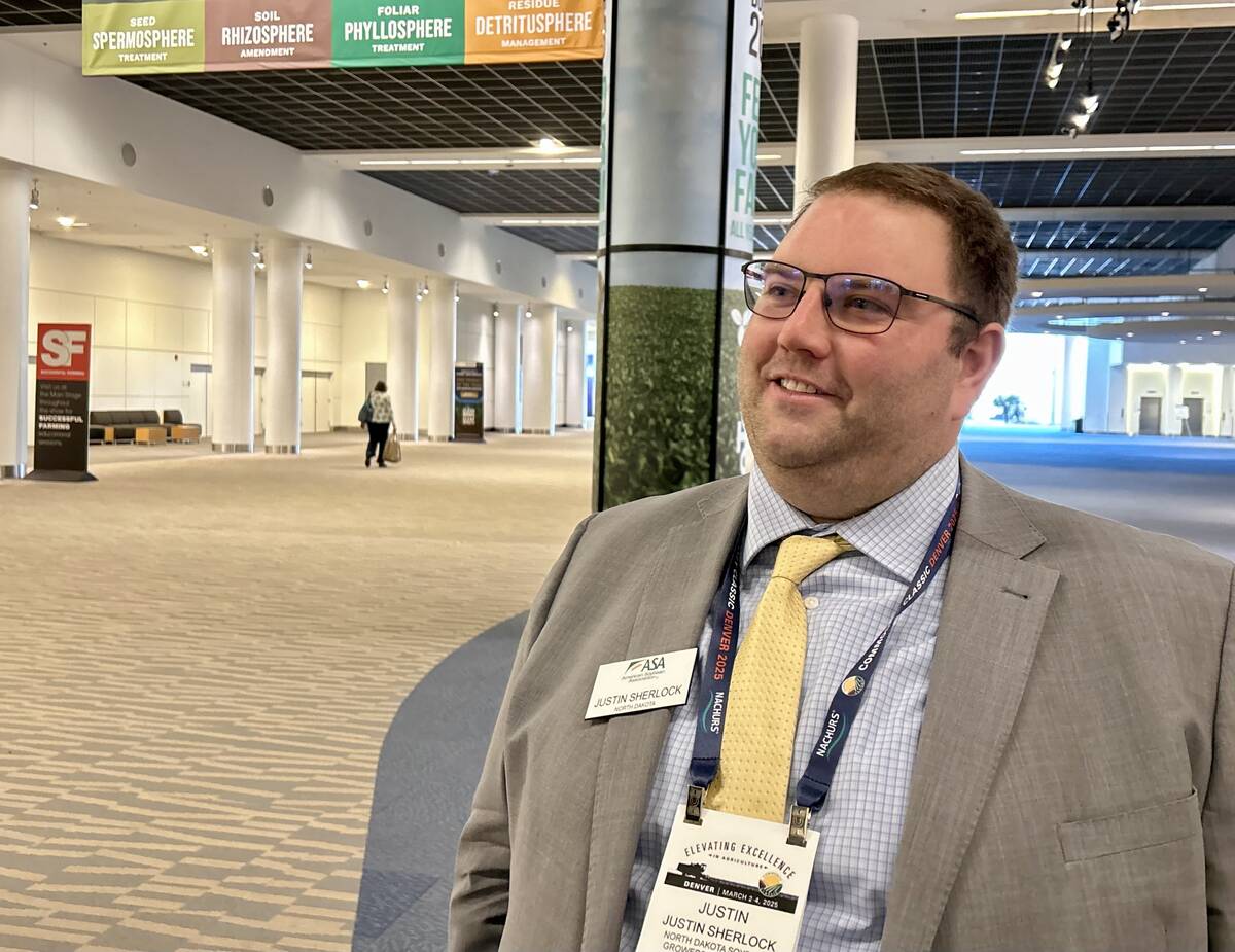Justin Sherlock, a farmer and soybean grower from North Dakota.