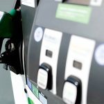 Close up of a gas pump at a service station with "Biodiesel" written on the pump.