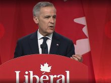 Newly-elected leader of the Liberal Party of Canada, Mark Carney, speaks following his election March 9, 2025.