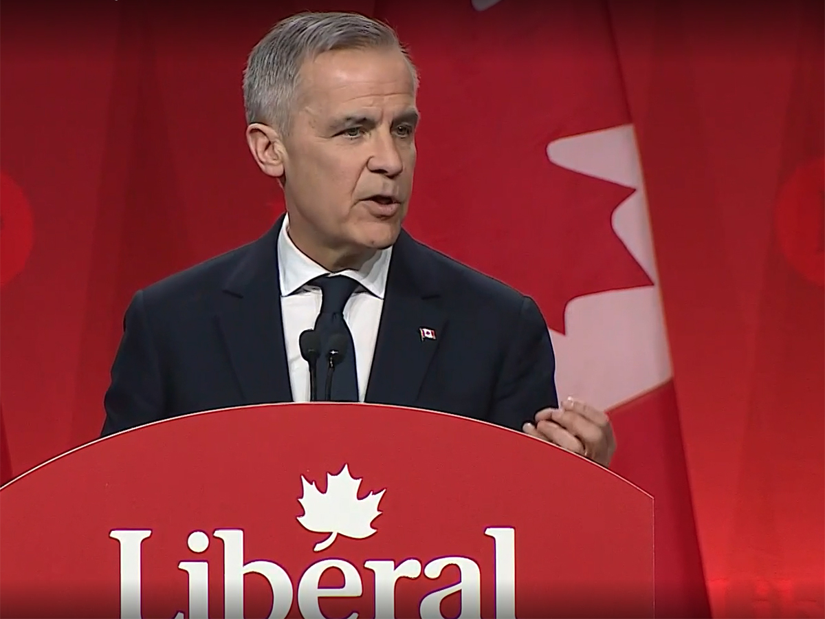 Newly-elected leader of the Liberal Party of Canada, Mark Carney, speaks following his election March 9, 2025.