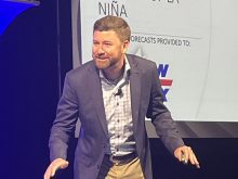 Matt Makens of Makens Weather gives his detailed weather predictions for 2025 and beyond for beef producers at the Alberta Beef Conference in Calgary.
