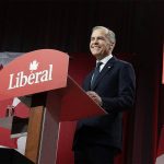 Mark Carney addresses Liberal delegates following his election as leader of the Liberal Party of Canada.