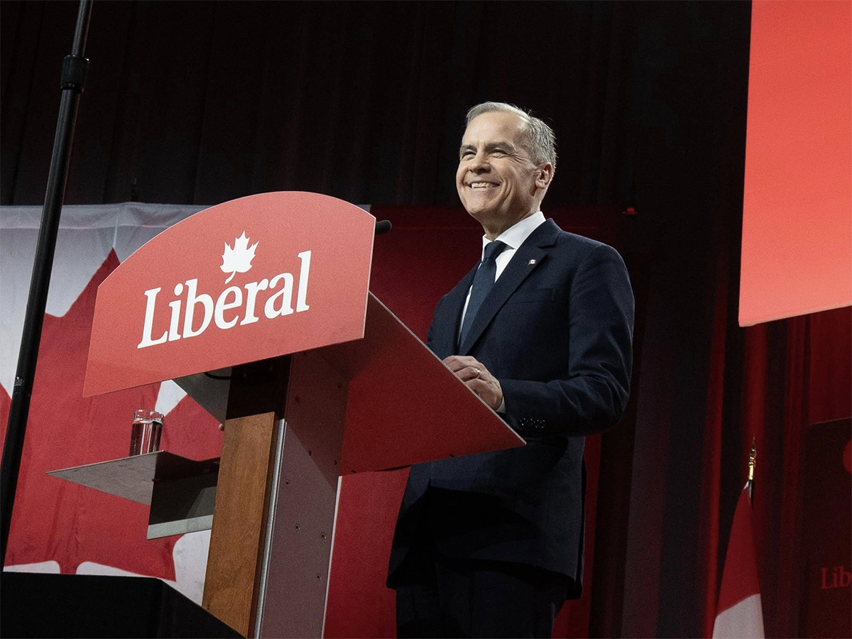 Mark Carney addresses Liberal delegates following his election as leader of the Liberal Party of Canada.