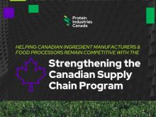 Screencap of a graphic featuring the text, "Strengthening the Canadian Supply Chain Program."