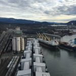 An aerial photo of Cargill's terminal at the Port of Vancouver.