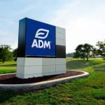 An ADM sign at the entrance to the company's headquarters.