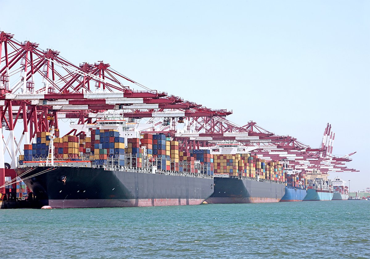 A busy container port in China.