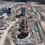 Aerial view of a Cargill canola crushing facility under construction near Regina in the summer of 2024.