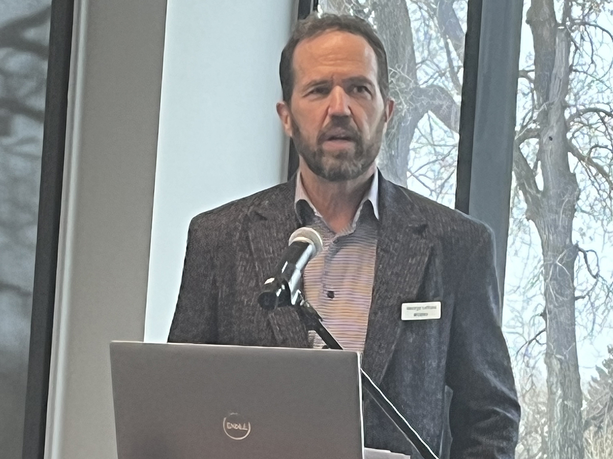 George Lohues, board chair for the SMRID, announces the water allocation for the 2025 growing season at the organization's 2025 annual meeting.