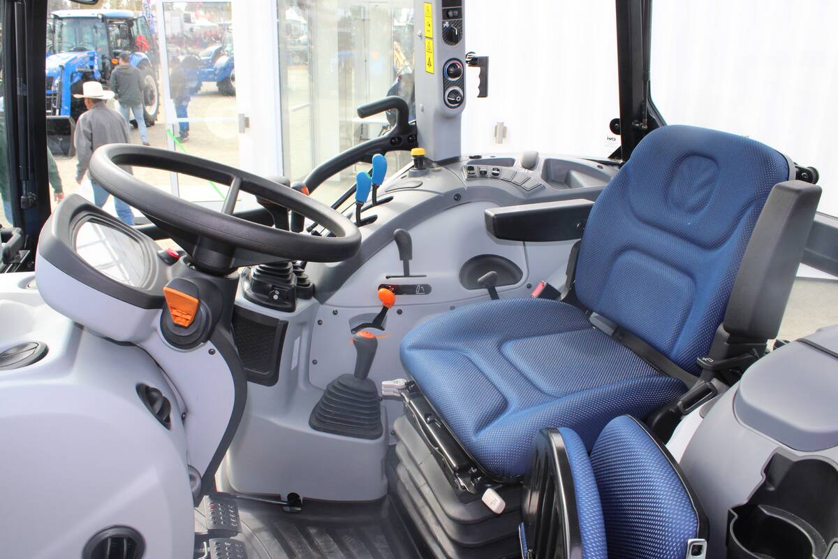 The interior of a new tractor's cab.