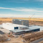 An aerial photo of NewCold’s $222 million cold storage facility in Coaldale, Alta.