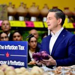 Conservative Party of Canada leader Pierre Poilievre speaks during an election campaign stop at the Fruiticana grocery store in Surrey, British Columbia, Canada April 20, 2025.