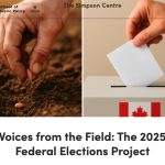 A screencap from the Simpson Centre website highlighting its "Voices from the Field: The 2025 Federal Elections Project" report.