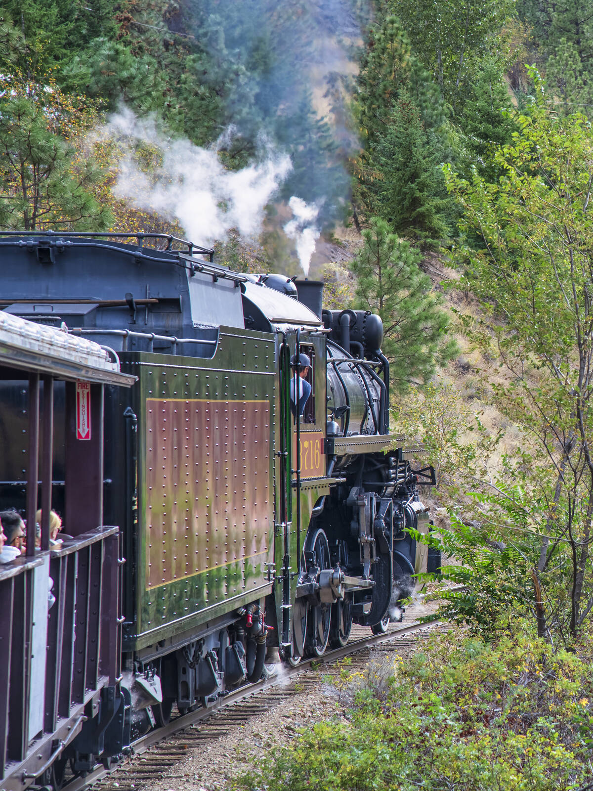 The train makes its way through the terrain of the southern Okanagan.