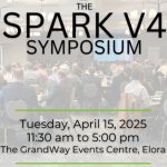 A promotional image for the Spark Symposium held in Elora, Ontario, April 15, 2025.