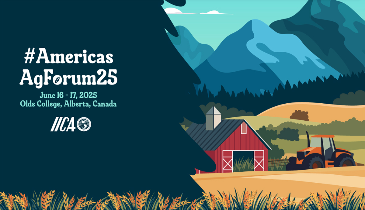 A promotional graphic for the 2025 Americas Agriculture and Food Security Forum to be held at Olds College in Alberta to co-incide with the G7 meetings being held in Kananaskis, Alta.