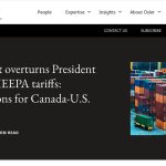 A screencap from a Canadian law firm's website of an article they have posted attempting to make sense of U.S. President Donald Trump's tariffs entitled, "U.S. court overturns President Trump’s IEEPA tariffs: implications for Canada-U.S. trade."