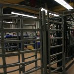 Some of the large animal handling equipment inside the Western College of Veterinary Medicine.
