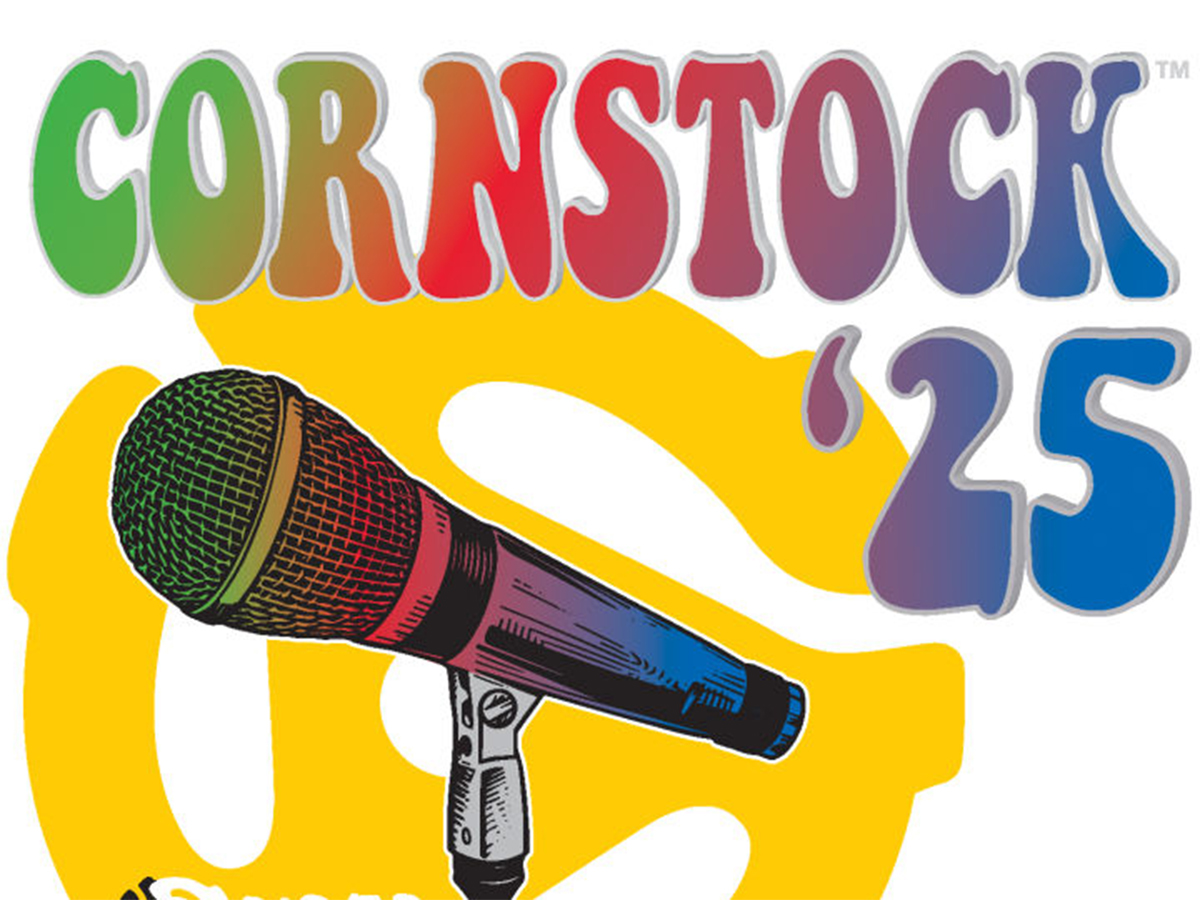 A picture of the 60s-style "Cornstock '25" poster for the Cornstock music festival near Taber, Alberta.