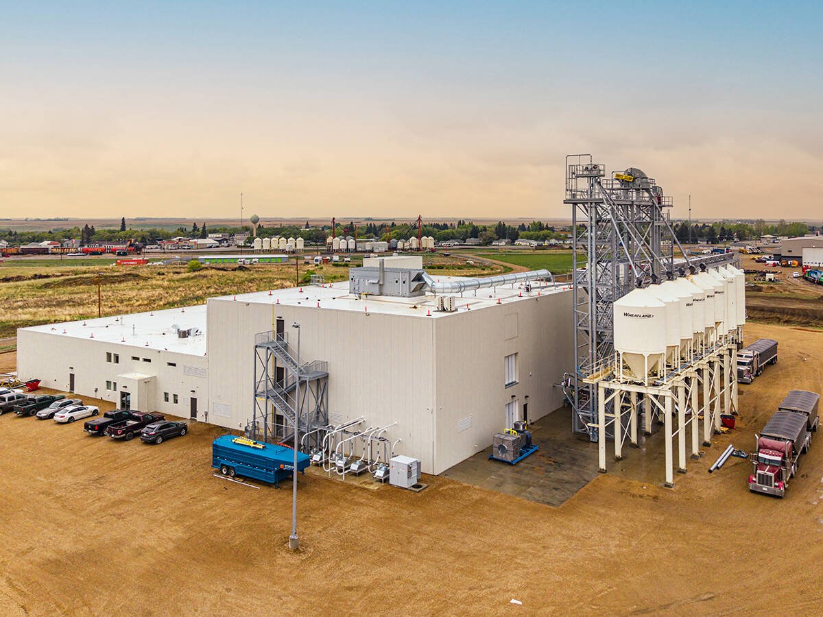 An aerial view of the Grain Millers' flax plant in Delisle, Saskatchewan