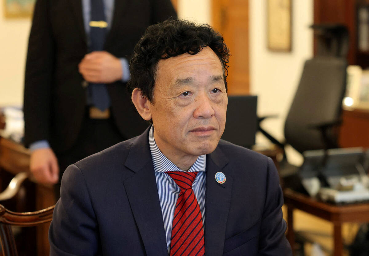 Qu Dongyu, Director-General of the Food and Agriculture Organization of the United Nations (FAO), attends a meeting with Cypriot President Nikos Christodoulides at the Presidential Palace in Nicosia, Cyprus June 6, 2025. REUTERS/Yiannis Kourtoglou