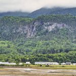 Waterfall on the walls of the Fjord in Petit-Saguenay.
