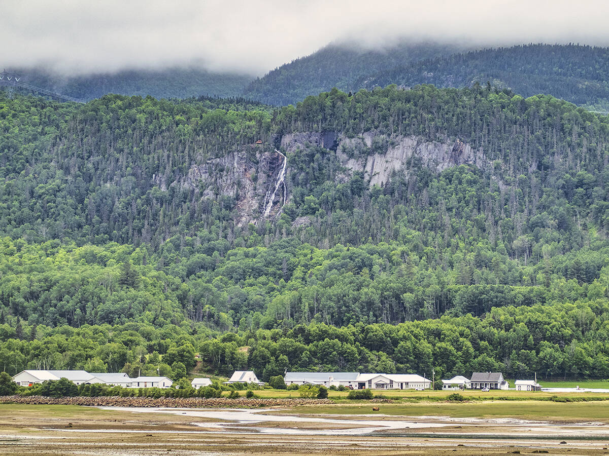 Waterfall on the walls of the Fjord in Petit-Saguenay.
