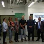 Steven R. Webb, Karen Churchill, Rebecca Paszt, Eleanor Olszewski, Tom Dooley, and Mehmet Tulbek pose for a group photo at a funding announcement for four Saskatchewan-based agricultural projects.