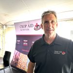 Darren Sander, owner and operator of Crop Aid Nutrition Ltd. at his company's booth at Ag in Motion.