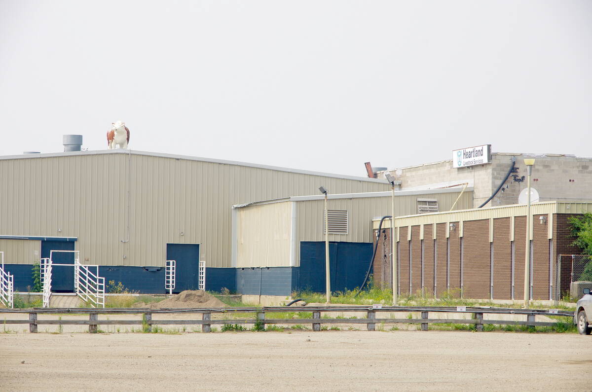A photo of the Heartland Livestock Services auction mart location in Brandon, days after the Nilsson Bros., who own the location, announced its closure. The parking lot is empty.