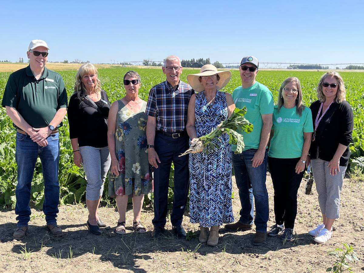 A group photo of the members of the Hranac family and representatives of Lethbridge Polytechnic following the family's $2.8 million donation to Lethbridge Polytechnic.