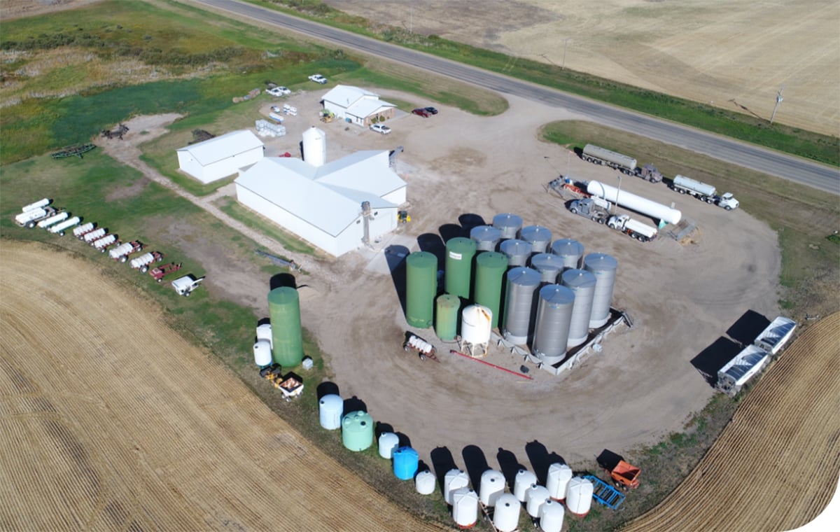 Screenshot of aerial photo of Blair's Rosthern, Sask. location.