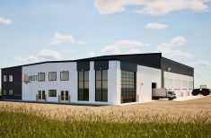 An artist's rendering of a new farm equipment shop owned by the AgWest company.