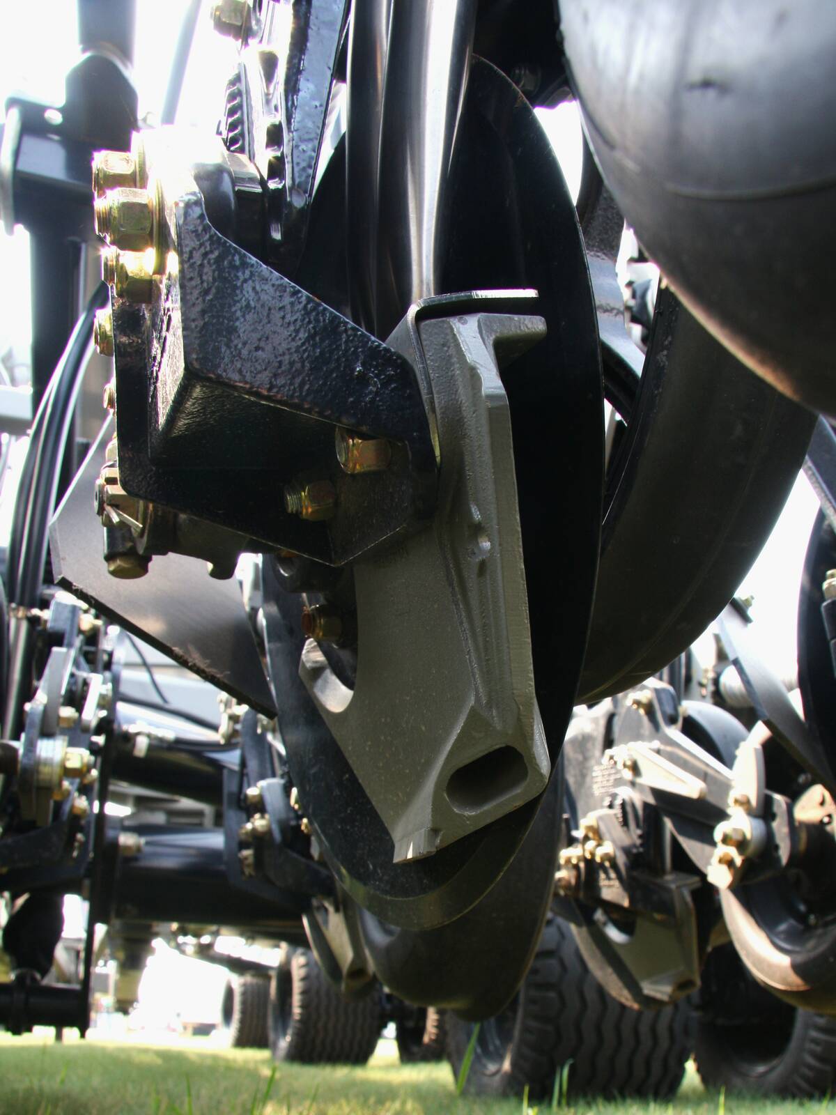 Pillar Stealth Flex seed boot and drill close up at Ag in Motion 2025. Photo: Janelle Rudolph