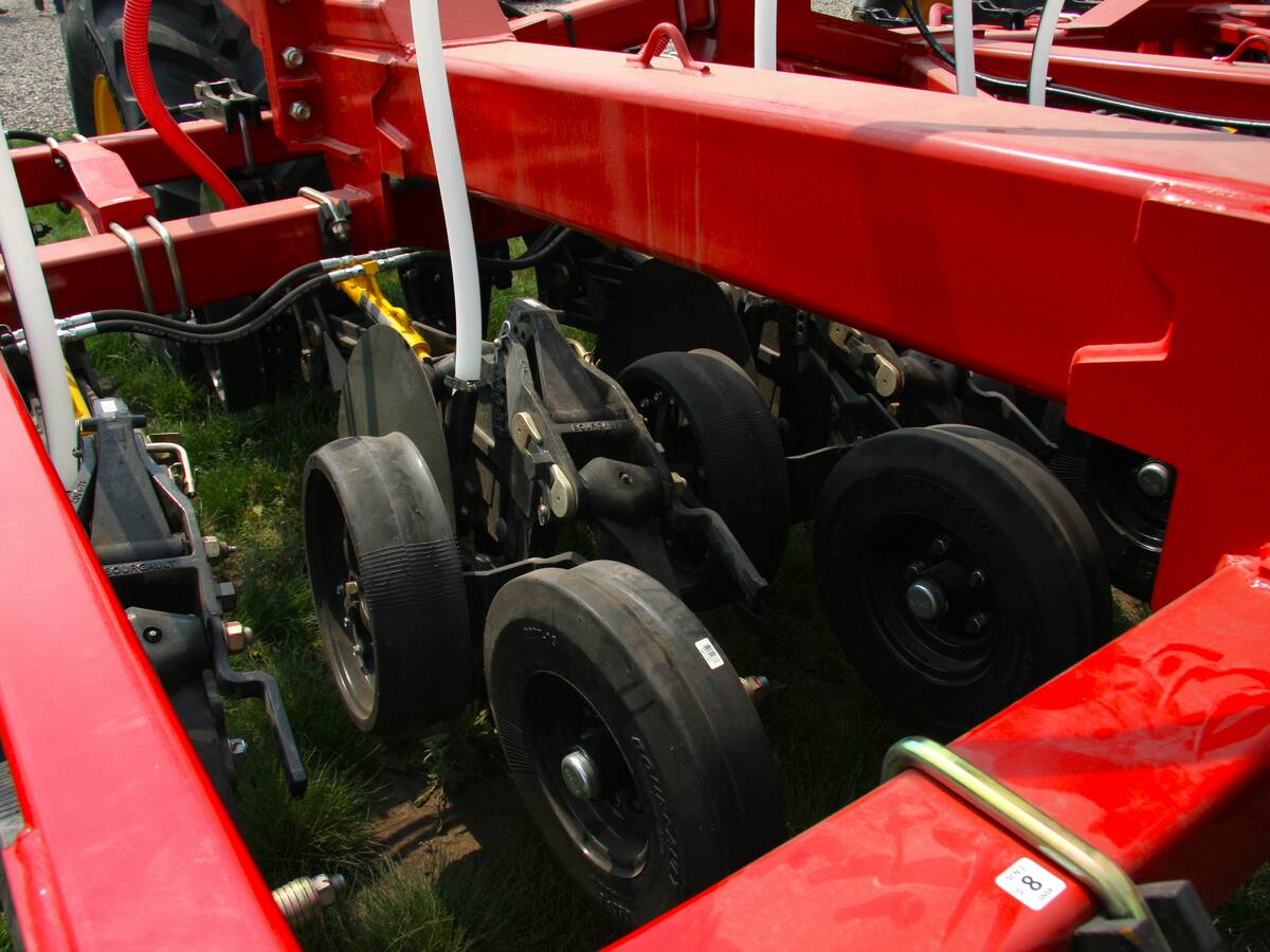 Bourgault Coulter Drill showing discs, packers and seed hoses at Ag in Motion 2025. Photo: Janelle Rudolph