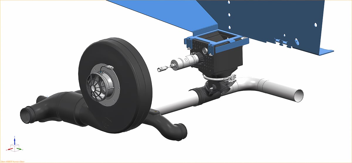 A rendering of Lemken's iQblue fan automation system showing how the system works.