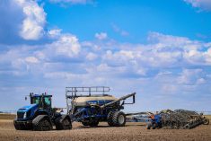 A seeder getting ready to go to work in a Rowland Farms field in southern Alberta. Photo: Sonia Third