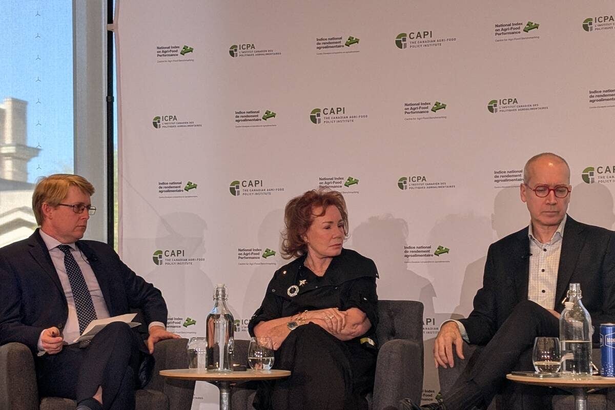 Arlene Dickinson speaks on a panel at the Canandian Agri-Food Policy Institute’s conference in Ottawa Oct. 2. Photo by Jonah Grignon