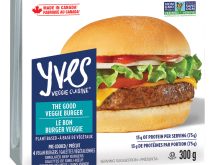 Screencap of an Yves Veggie Cuisine plant-based vegan burger package called, "The Good Veggie Burger."