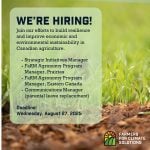 A "We're Hiring" pic from the Farmers for Climate Action Facebook page.