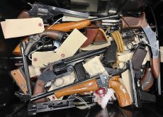 A collection of handguns and sawed-off weapons confiscated by the RCMP.