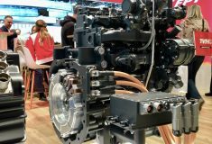 FPT&rsquo;s F28 hybrid concept engine on the show floor at Agritechnica 2025, in Hanover, Germany.