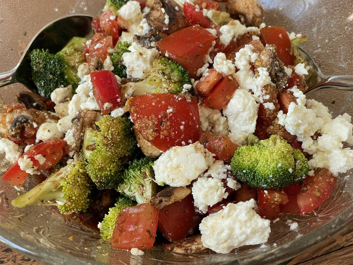 A tomato feta cheese salad.