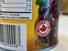 The "Made in Canada" label on a can of beans"