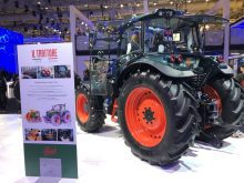New Holland's Trattore concept tractor on display at the Agritechnica farm machinery show in 2025.
