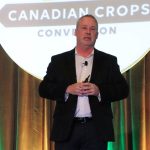 Chuck Penner of LeftField Commodity Research speaks at the Canadian Crops Convention in Toronto March 11. Photo by Jonah Grignon
