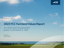 A screencap of the cover of Farm Credit Canada's 2025 Farmland Values Report.